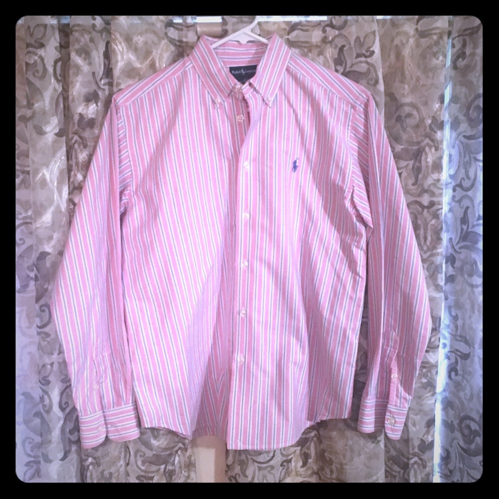 Ralph Lauren Pink Striped Button-Up Dress Shirt